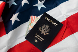 passport and US flag